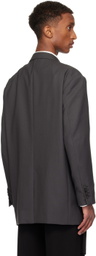 YLÈVE Gray Tropical Wool Blazer