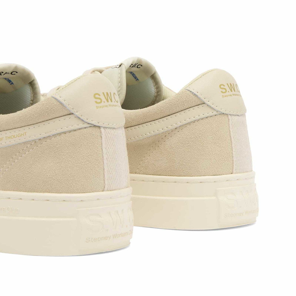 Stepney Workers Club Men's Dellow S-Strike Cup Suede Sneaker in Oat