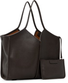 HEREU Brown Calella Squared Medium Grainy Tote
