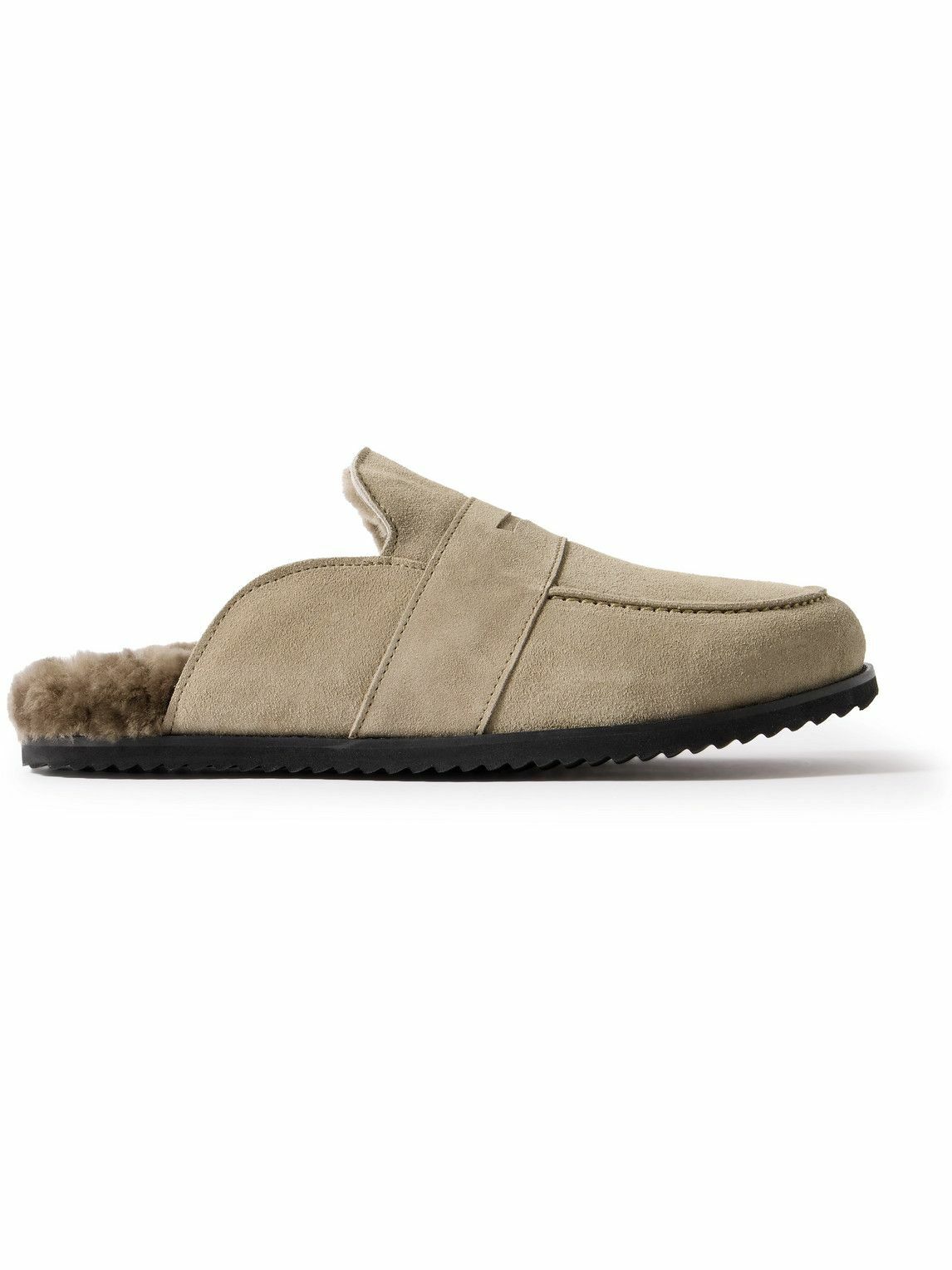 Mr P. - David Shearling-Lined Suede Slippers - Brown