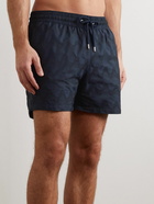 Frescobol Carioca - Straight-Leg Short-Length Jacquard Swim Shorts - Blue