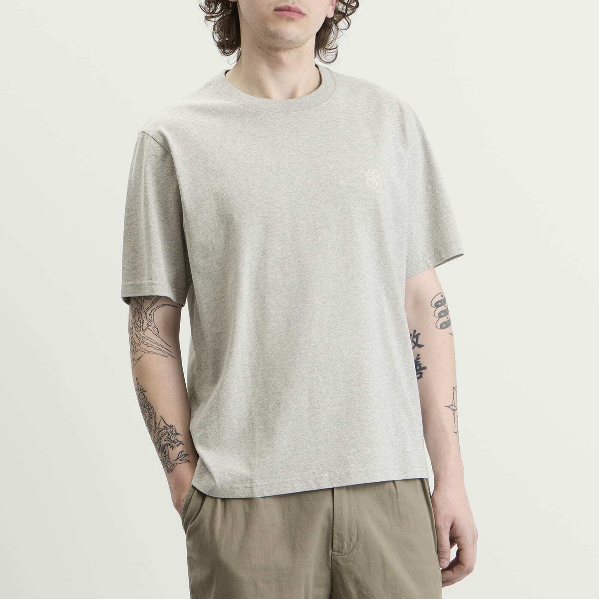NN07 Men's Jett Embroidered T-Shirt in Grey Melange