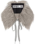 OPEN YY Gray Faux Fur Collar Scarf