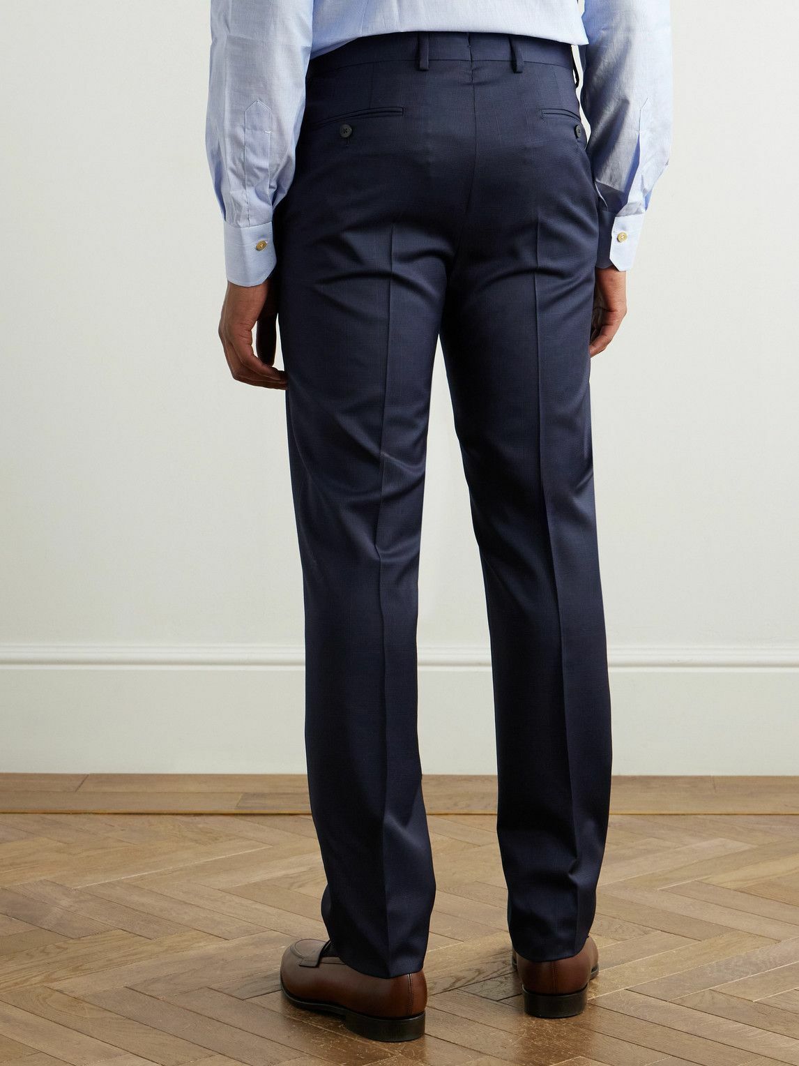 Caruso - Slim-Fit Prince of Wales Checked Wool Suit Trousers - Blue