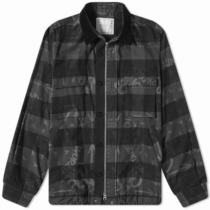 Photo: Sacai x Eric Haze Buffalo Check Overshirt in Black