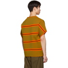 Maison Margiela Orange and Green Striped Knit T-Shirt