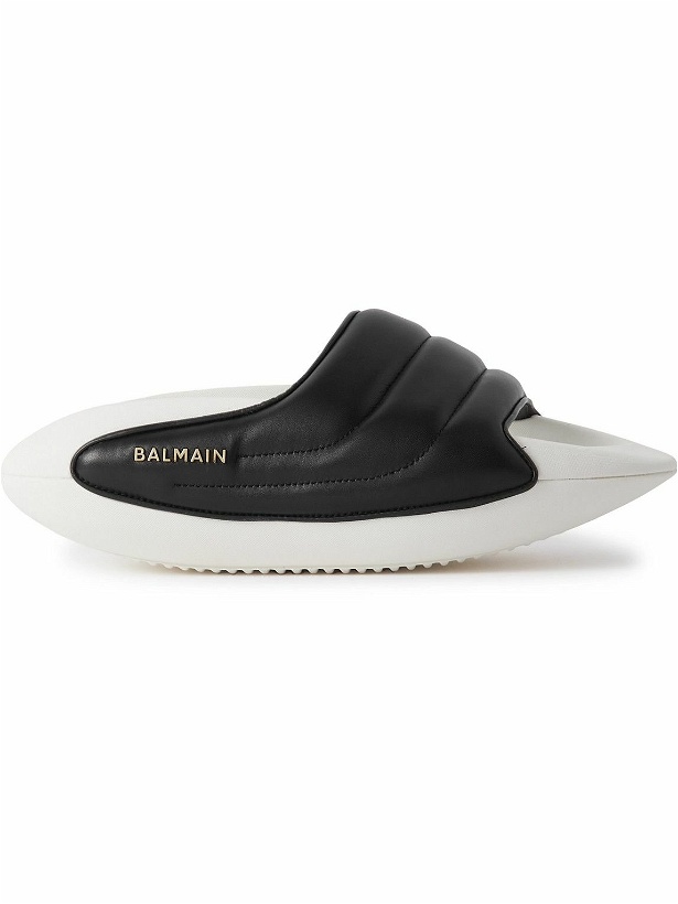 Photo: Balmain - B-It-Puffy Quilted Leather Slides - Black