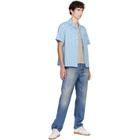 Versace Blue Jacquard Cotton-Silk Regular Shirt