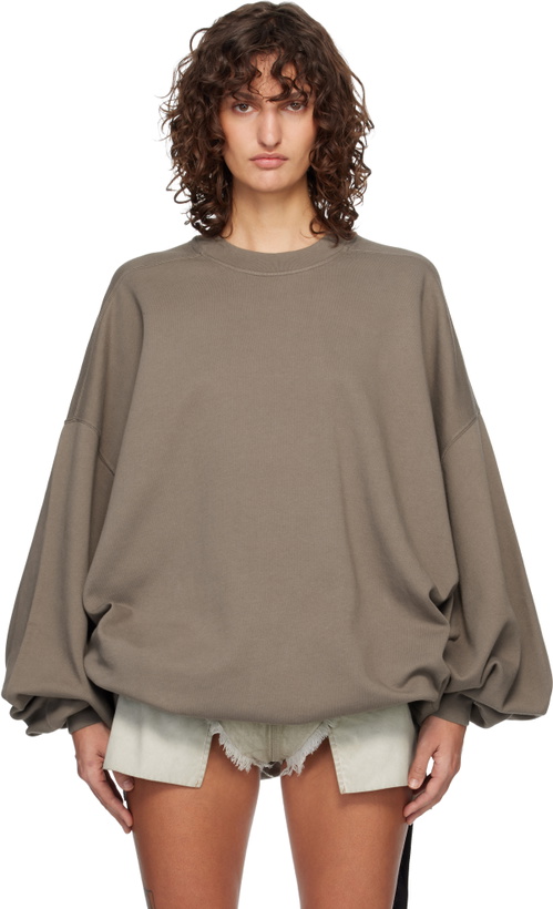 Photo: Rick Owens DRKSHDW Gray Temple Hun Crewneck Sweatshirt