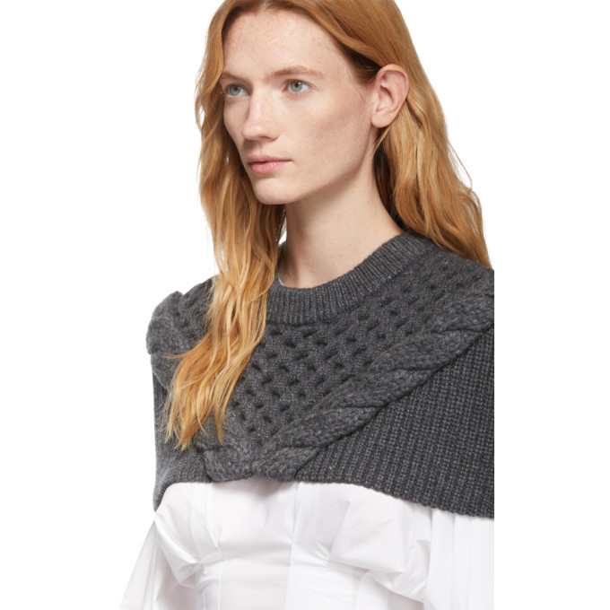 Enfold Grey Cable Knit Cape Sweater Enfold