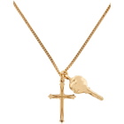 Emanuele Bicocchi Gold Cross and Key Pendant Necklace