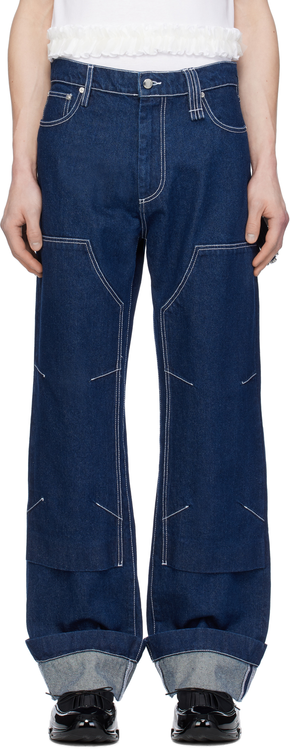 Simone Rocha Navy Embellished Workwear Jeans Simone Rocha