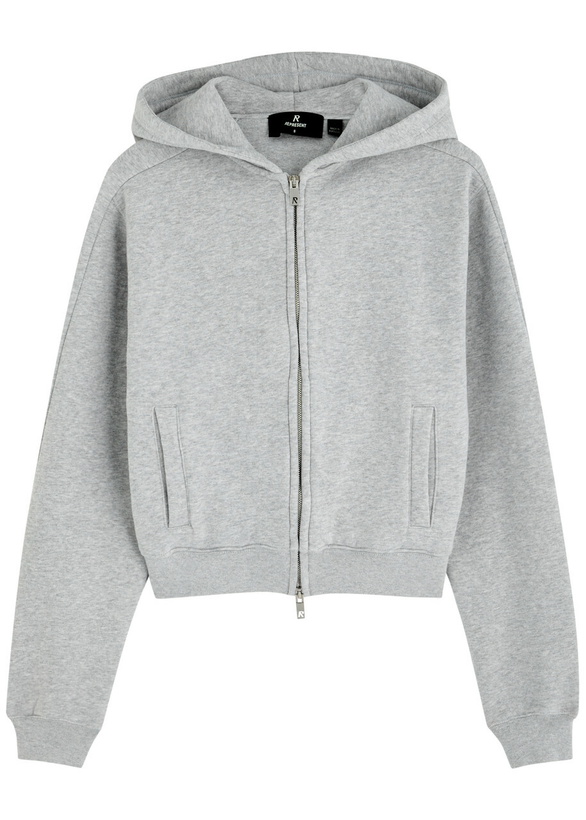 Photo: Represent Owners Club Cropped Hooded Cotton Sweatshirt Light Grey