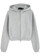 Represent Owners Club Cropped Hooded Cotton Sweatshirt Light Grey
