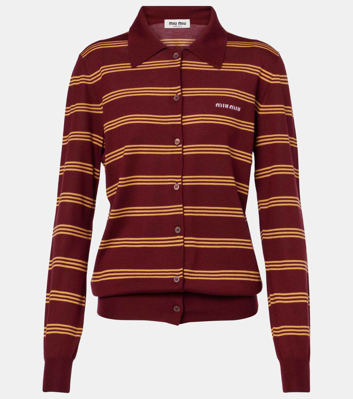 Miu Miu Striped cashmere and silk cardigan Miu Miu