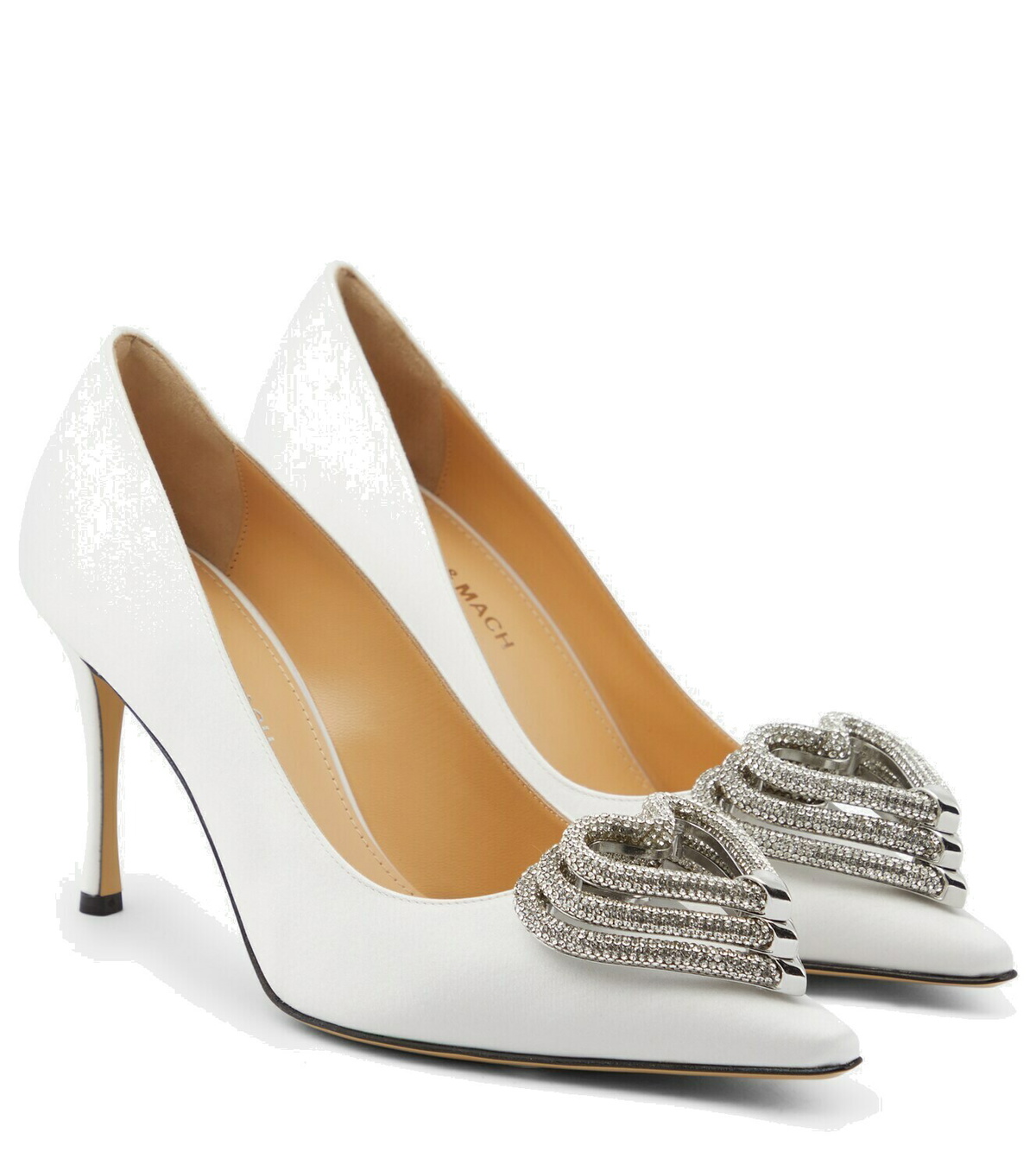 Mach & Mach Triple Heart embellished satin pumps MACH & MACH