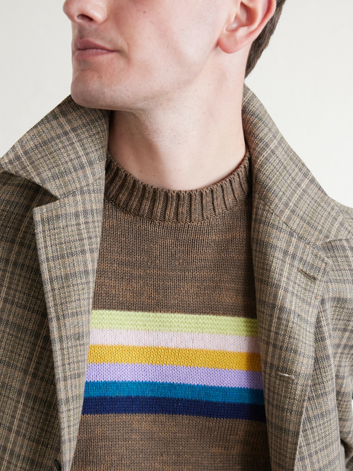 KAPITAL - Peckish Rainbow Striped Cotton and Wool-Blend Sweater - Brown