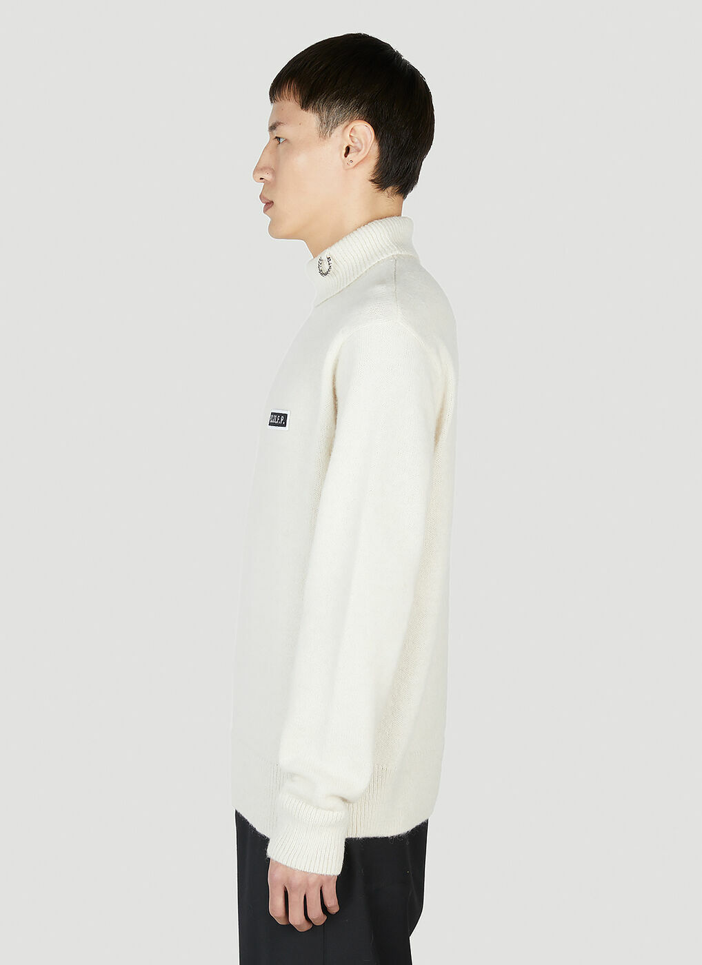 Raf Simons x Fred Perry - High Neck Sweater in White Raf Simons