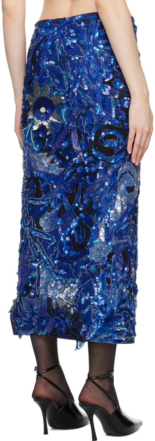 Conner Ives Blue Sequin Maxi Skirt