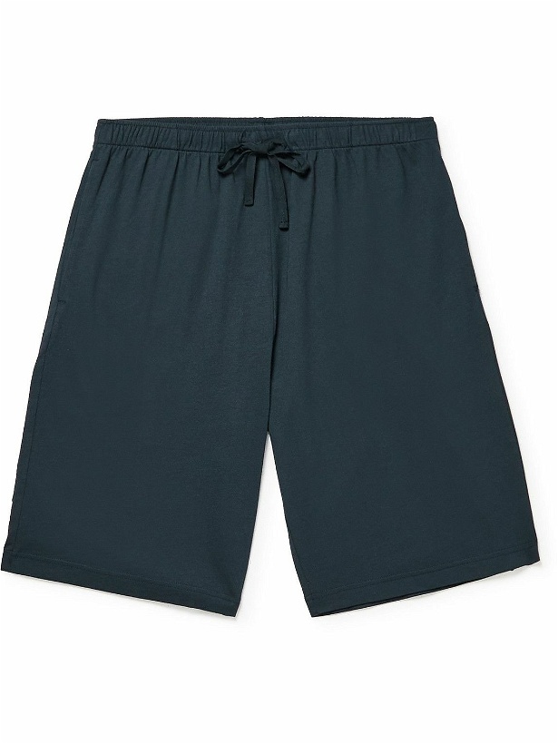 Photo: Sunspel - Lounge Cotton and Modal-Blend Jersey Drawstring Pyjama Shorts - Blue
