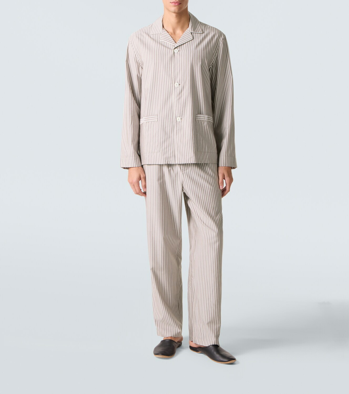 Zegna Striped silk, cotton, and cashmere pajamas