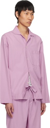 Tekla Purple Poplin Long-Sleeved Pyjama Shirt