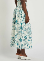 Erdem Floral-print Cotton and Linen-blend Midi Skirt Blue