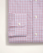 Brooks Brothers Men's Stretch Regent Regular-Fit Dress Shirt, Non-Iron Poplin Button-Down Collar Grid Check | Light/Blue/Red