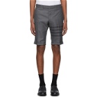 Thom Browne Grey 4-Bar Side-Tab Shorts