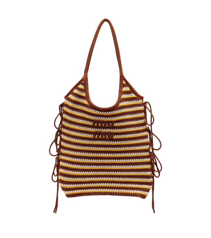 Photo: Miu Miu Ivy crochet striped tote bag