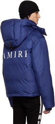 AMIRI Blue Hooded Down Jacket