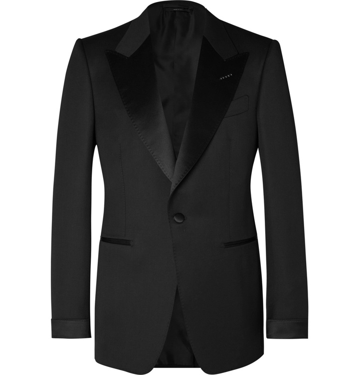 Photo: TOM FORD - Black Shelton Slim-Fit Satin-Trimmed Wool and Mohair-Blend Tuxedo Jacket - Black
