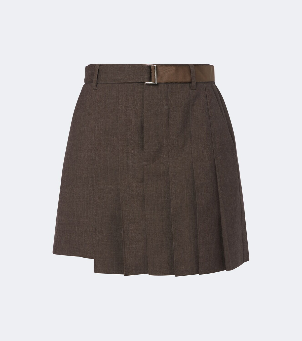 Sacai Pleated asymmetric wool skort