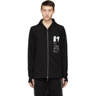 11 by Boris Bidjan Saberi Black Graphic Design Zip-Up Hoodie