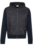 Moncler Logo-appliquéd Hooded Shell and Cotton-blend Jacket Blue