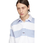 Noah NYC Blue and White Stripe Rainbow Rugby Polo