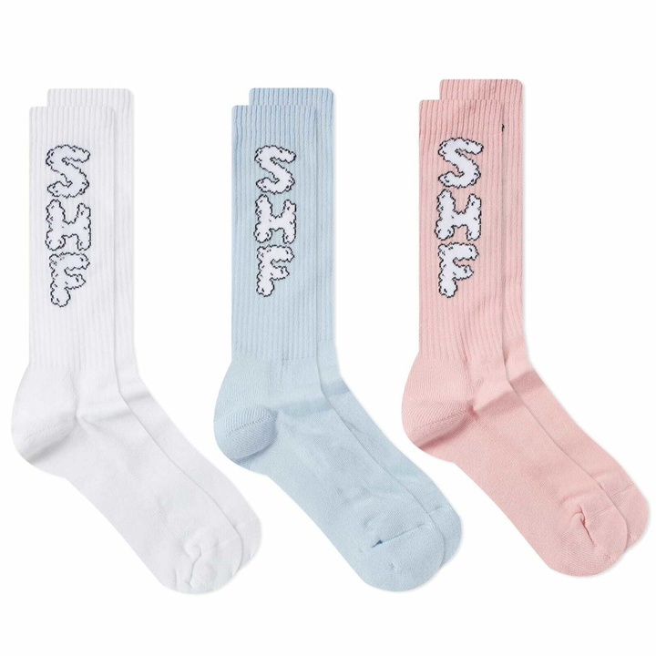 Photo: Sky High Farm Men's Cloud Logo Socks in Multicolor