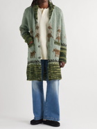 KAPITAL - Intarsia Wool Cardigan - Green