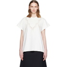 Stella McCartney White Lace Mix Washed Jersey Cotton T-shirt