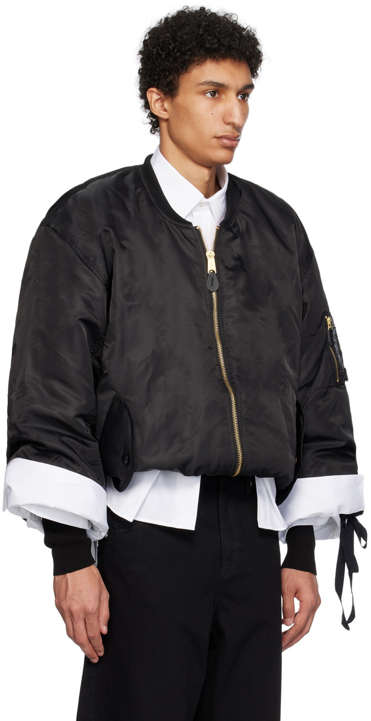 Marina Yee Black Cropped Bomber Jacket