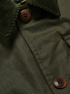 Polo Ralph Lauren - Polo Country Corduroy and Leather-Trimmed Waxed Cotton-Canvas Field Jacket - Green