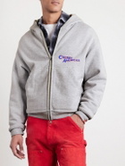 Cherry Los Angeles - Logo-Print Cotton-Blend Jersey Zip-Up Hoodie - Gray