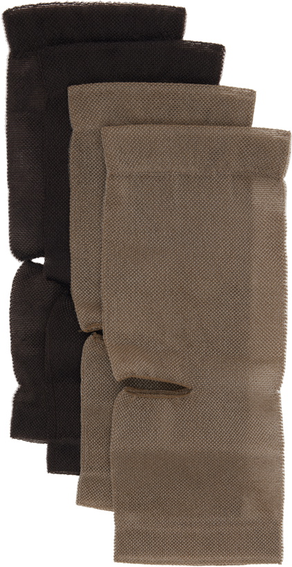 Photo: LEMAIRE Two-Pack Brown & Khaki Tulle Gaiter Socks