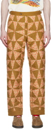 Bode Khaki & Pink Kaleidoscope Quilt Trousers