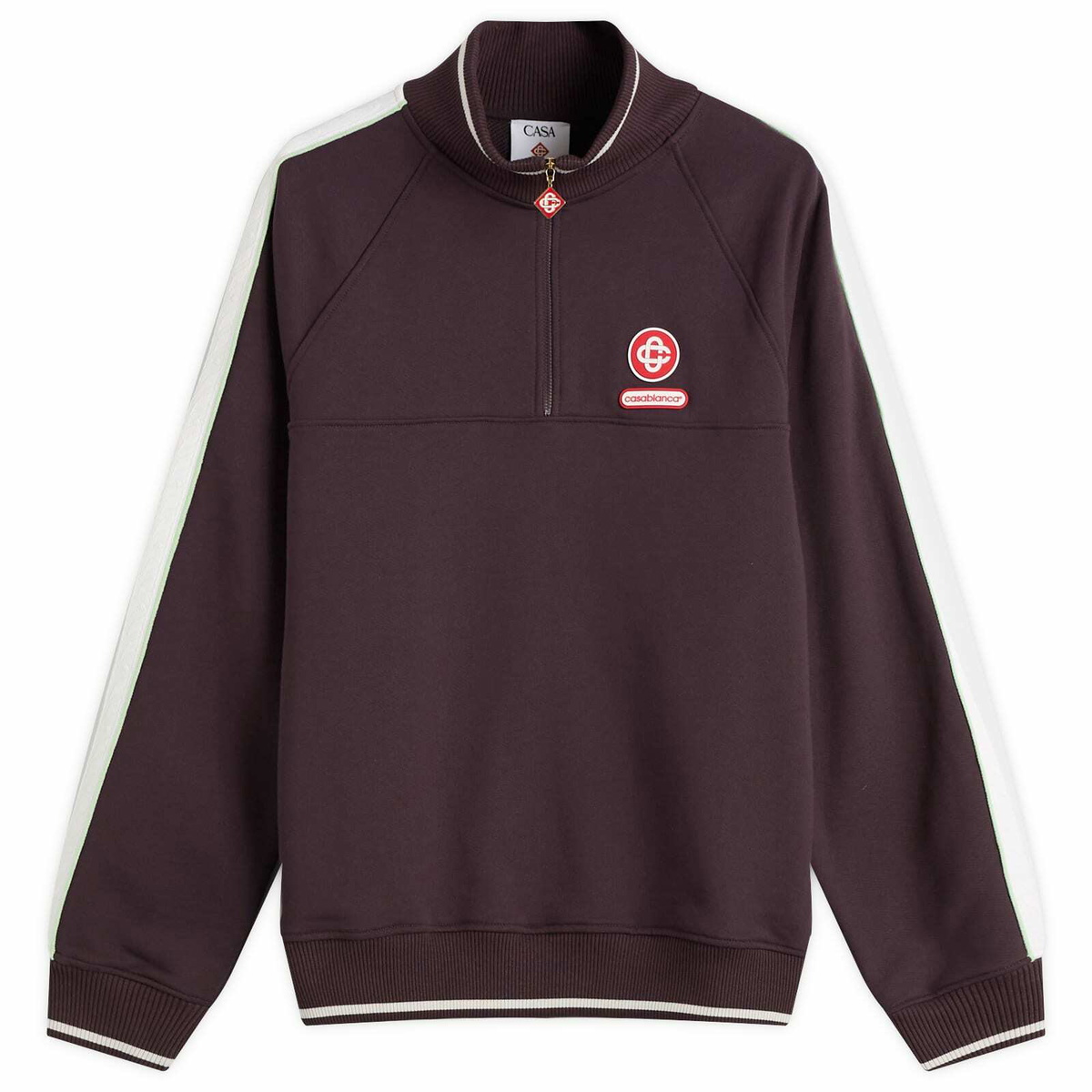 Casablanca Men's Organic Loopback 1/4 Zip Laurel Sweatshirt in Aubergine