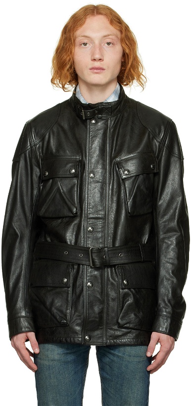 Photo: Belstaff Black Trialmaster Panther Leather Jacket