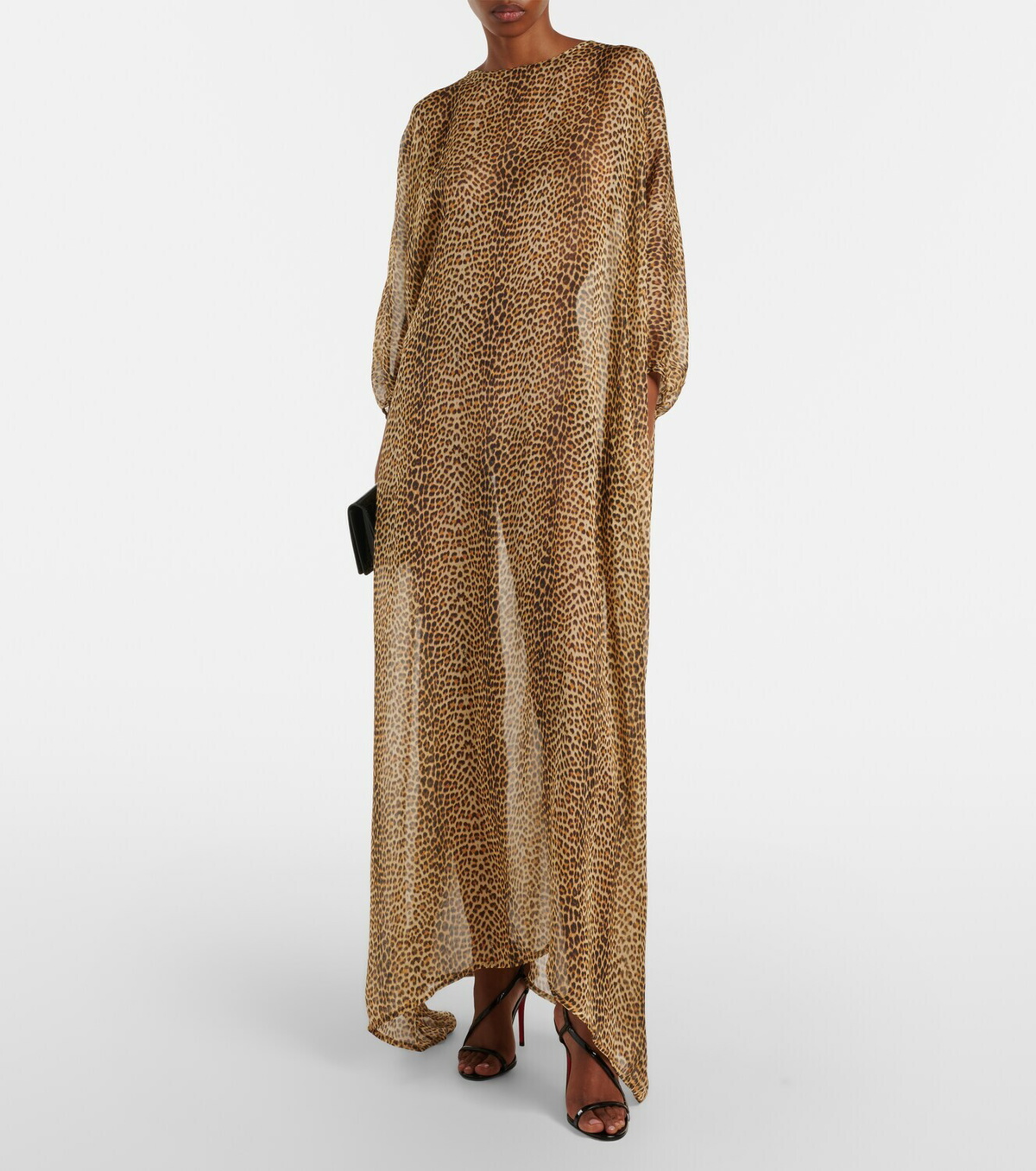 Roberto Cavalli Leopard-print semi-sheer silk kaftan