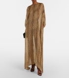Roberto Cavalli Leopard-print semi-sheer silk kaftan