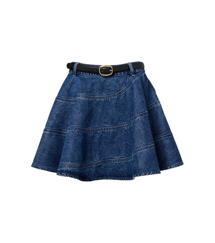 Photo: Self-Portrait Belted denim miniskirt