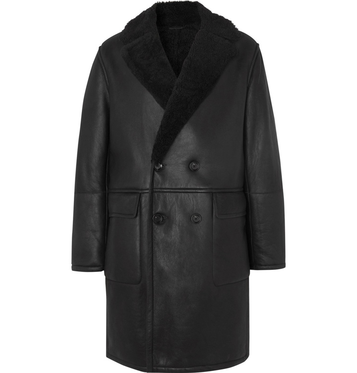Photo: Mr P. - Oversized Double-Breasted Shearling Coat - Black